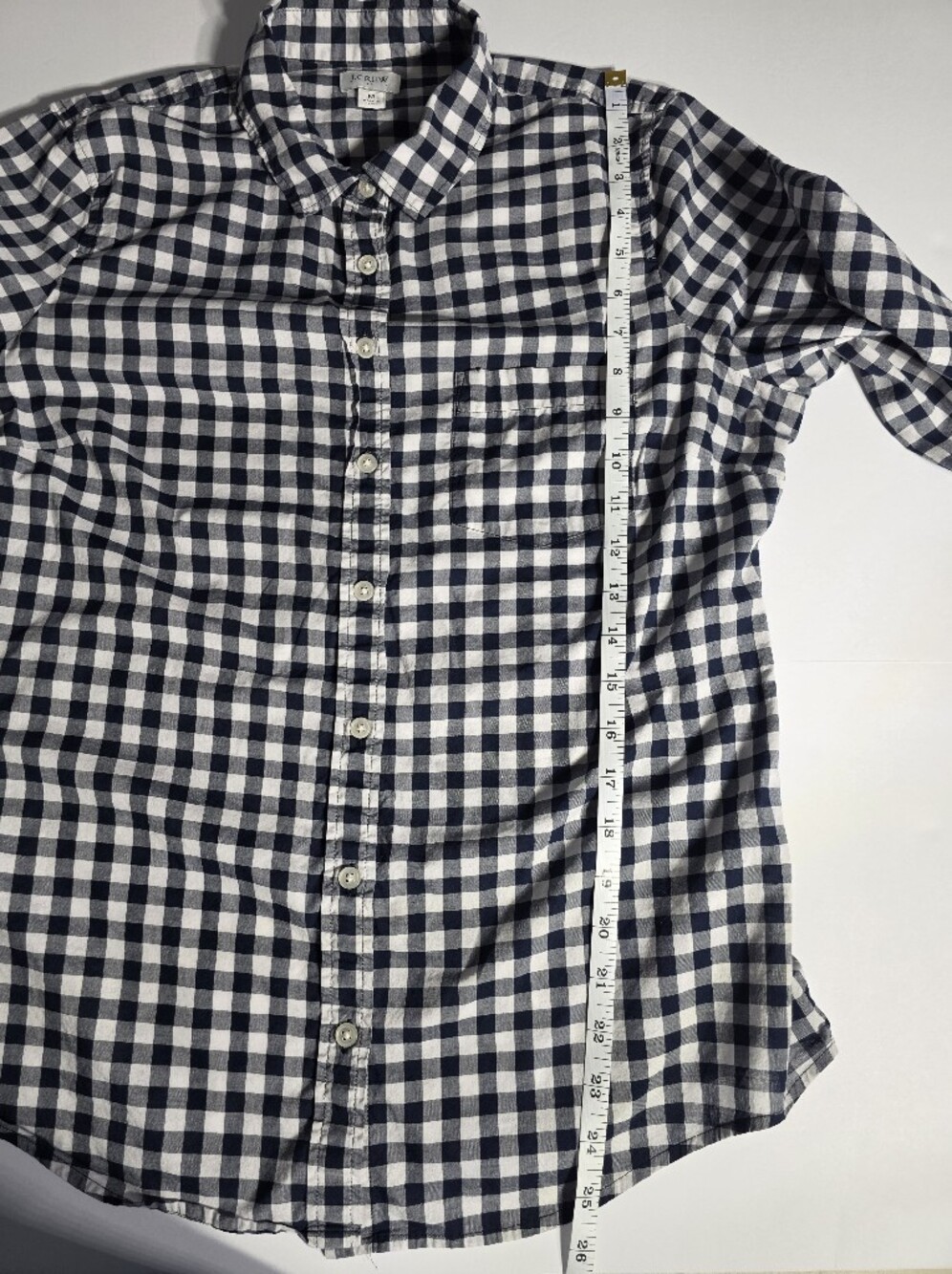 J. Crew Factory Navy gingham button-up shirt in signature fit Size M - Picture 12 of 12
